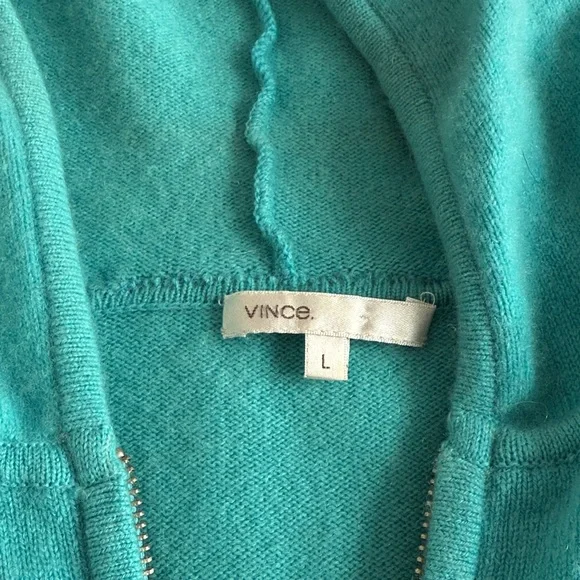 Vince Turquoise Cashmere Zip-Up Hoodie Cardigan - Picture 2 of 5